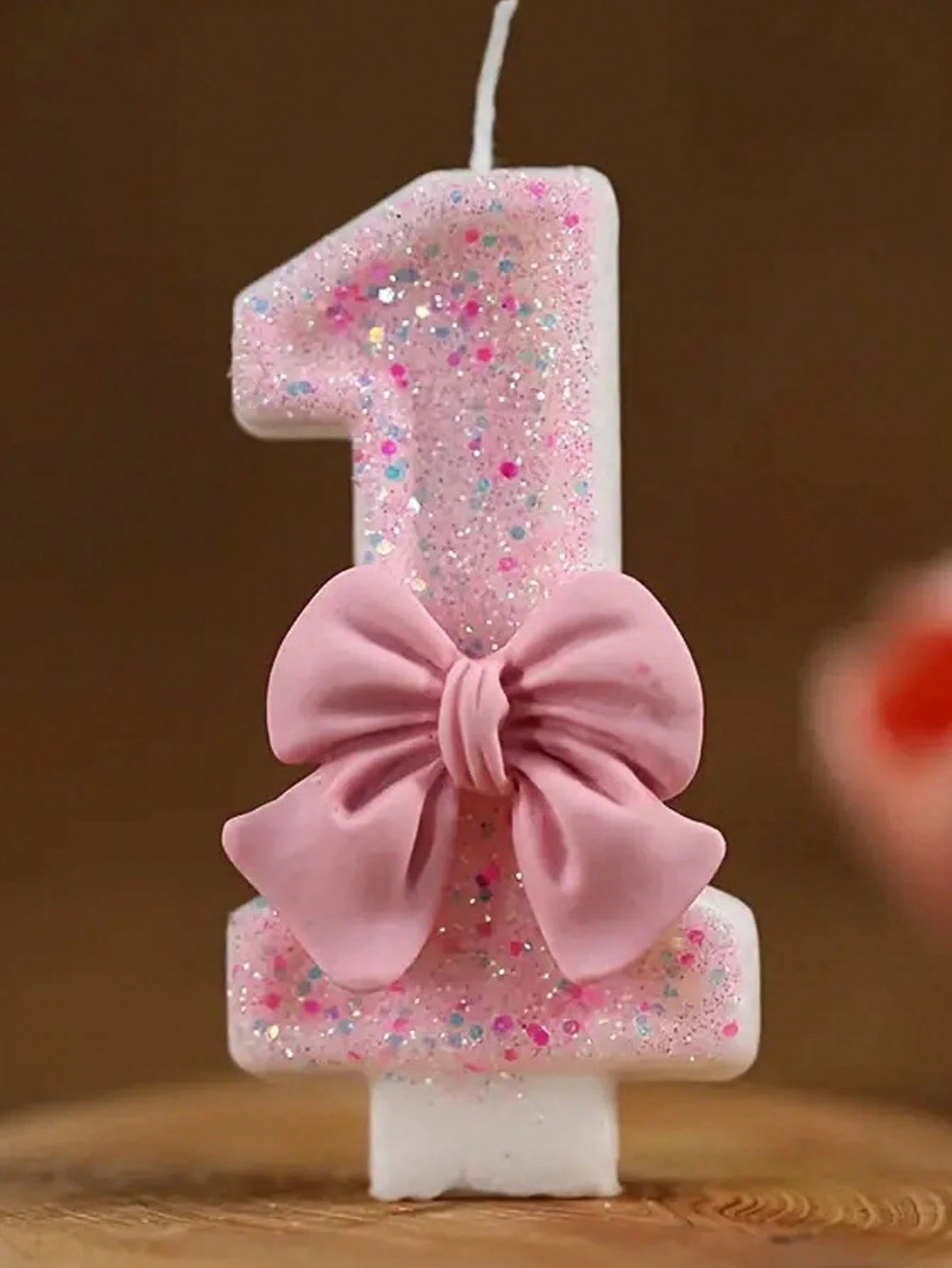 1pc Pink Bow Shaped 0-9 Rhinestone Number Birthday Anniversary Event Party Cake Candle Aromatherapy Candles Number Candles Children's Cake Decoration