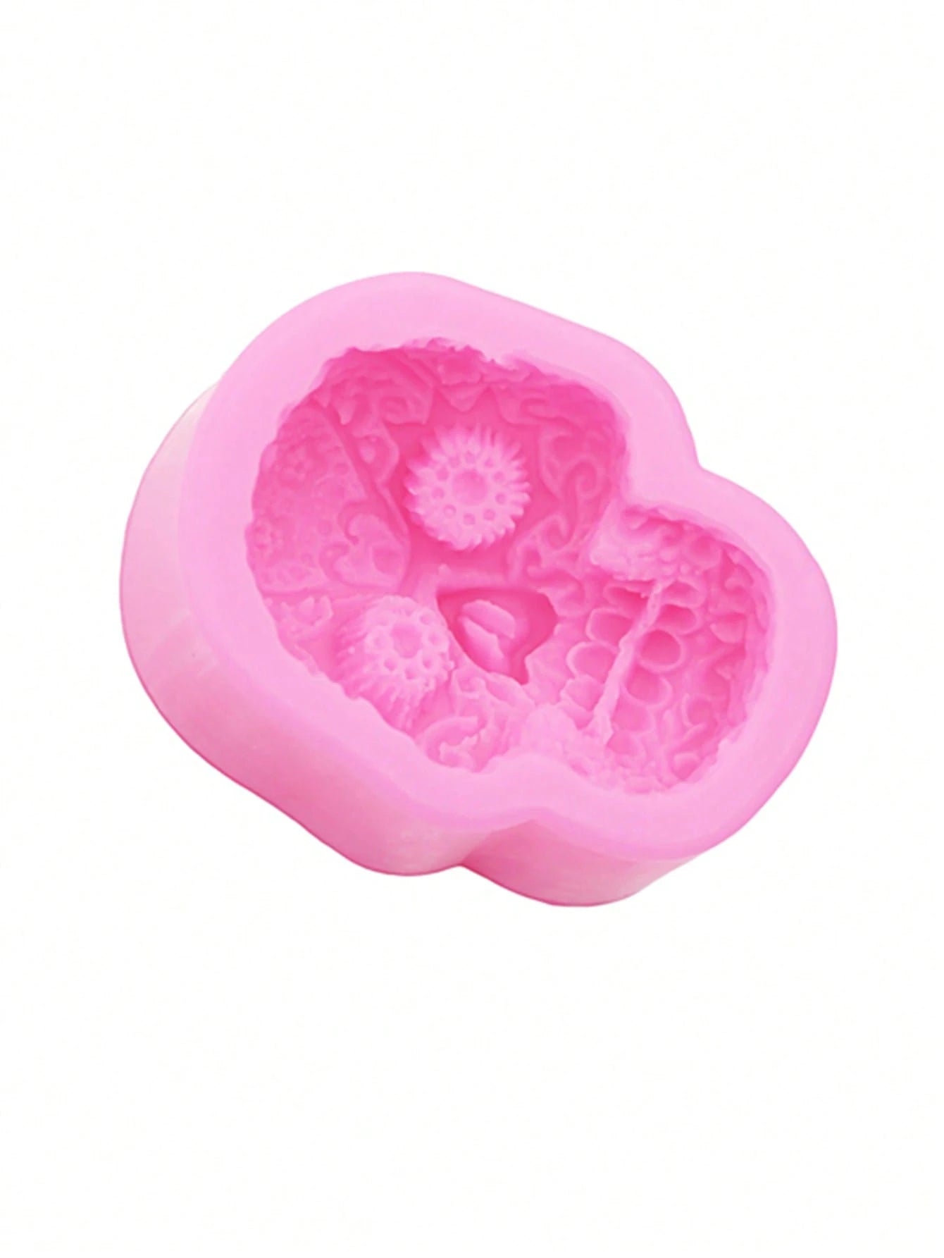 1pc Pink Liquid Silicone Halloween Skull Mold, Resin Jewelry Accessory, Hollow Out Clogs Shoes Phone Case Decoration DIY Soft Clay Epoxy Resin Mold, Handmade Decorative Art Tool