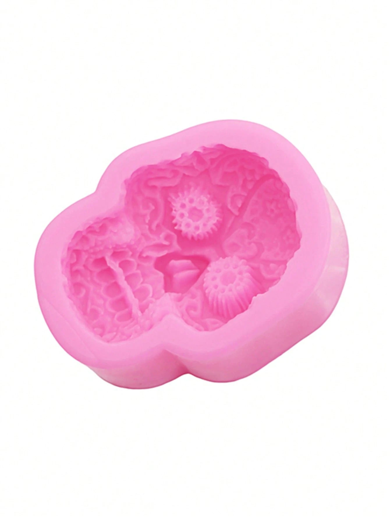 1pc Pink Liquid Silicone Halloween Skull Mold, Resin Jewelry Accessory, Hollow Out Clogs Shoes Phone Case Decoration DIY Soft Clay Epoxy Resin Mold, Handmade Decorative Art Tool