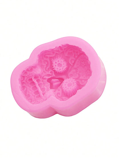 1pc Pink Liquid Silicone Halloween Skull Mold, Resin Jewelry Accessory, Hollow Out Clogs Shoes Phone Case Decoration DIY Soft Clay Epoxy Resin Mold, Handmade Decorative Art Tool