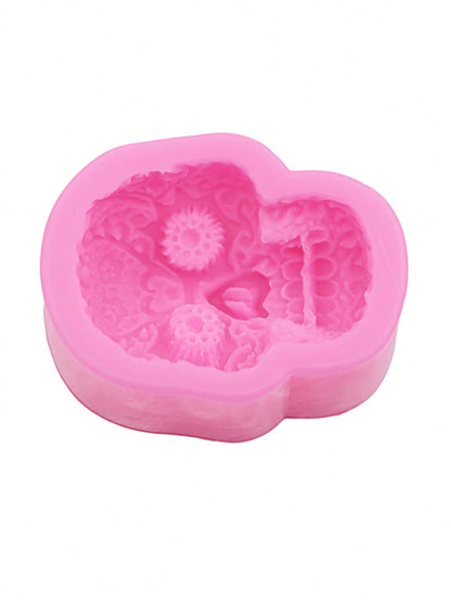 1pc Pink Liquid Silicone Halloween Skull Mold, Resin Jewelry Accessory, Hollow Out Clogs Shoes Phone Case Decoration DIY Soft Clay Epoxy Resin Mold, Handmade Decorative Art Tool