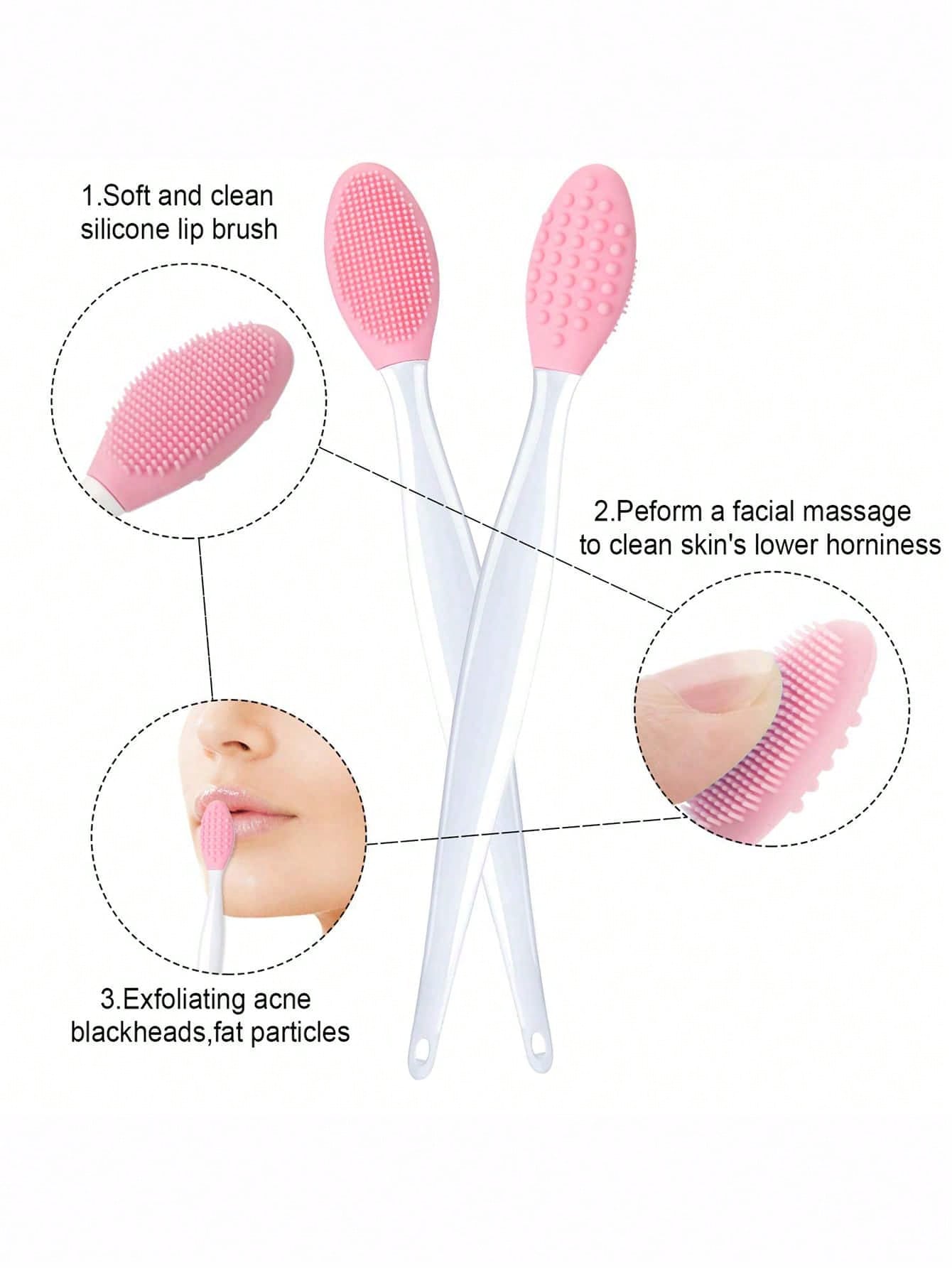 1pc Pink Silicone Nose Cleansing Brush Exfoliating Pores Skin Care Tools Beauty Facial Brush Skin Care Massager Tools Deep Cleansing Removal Acne Blackhead Skin Care Tools Pink Lip Scrub Brush, Beauty