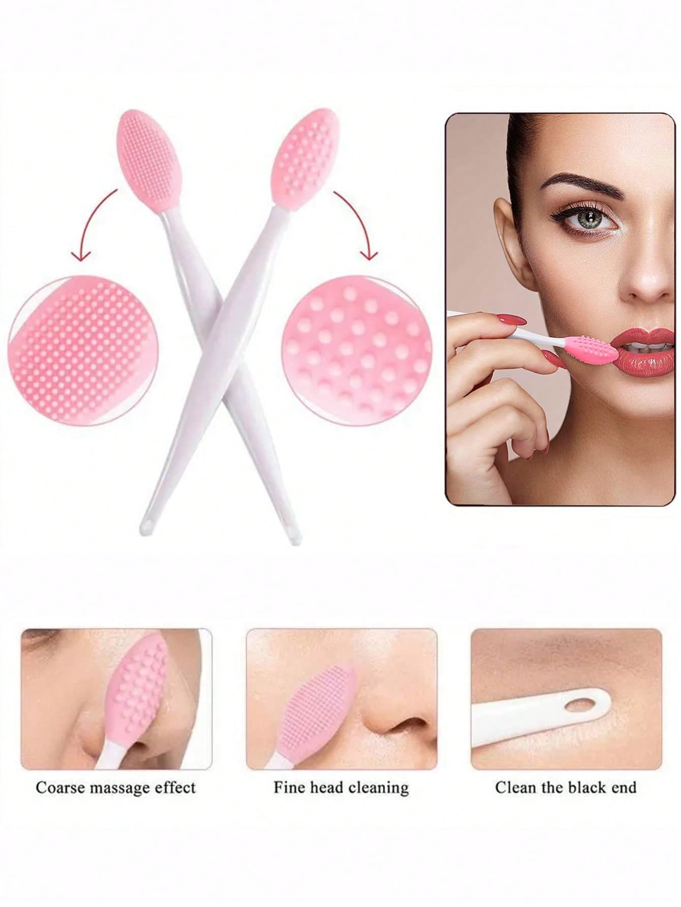 1pc Pink Silicone Nose Cleansing Brush Exfoliating Pores Skin Care Tools Beauty Facial Brush Skin Care Massager Tools Deep Cleansing Removal Acne Blackhead Skin Care Tools Pink Lip Scrub Brush, Beauty
