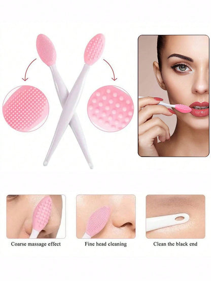 1pc Pink Silicone Nose Cleansing Brush Exfoliating Pores Skin Care Tools Beauty Facial Brush Skin Care Massager Tools Deep Cleansing Removal Acne Blackhead Skin Care Tools Pink Lip Scrub Brush, Beauty