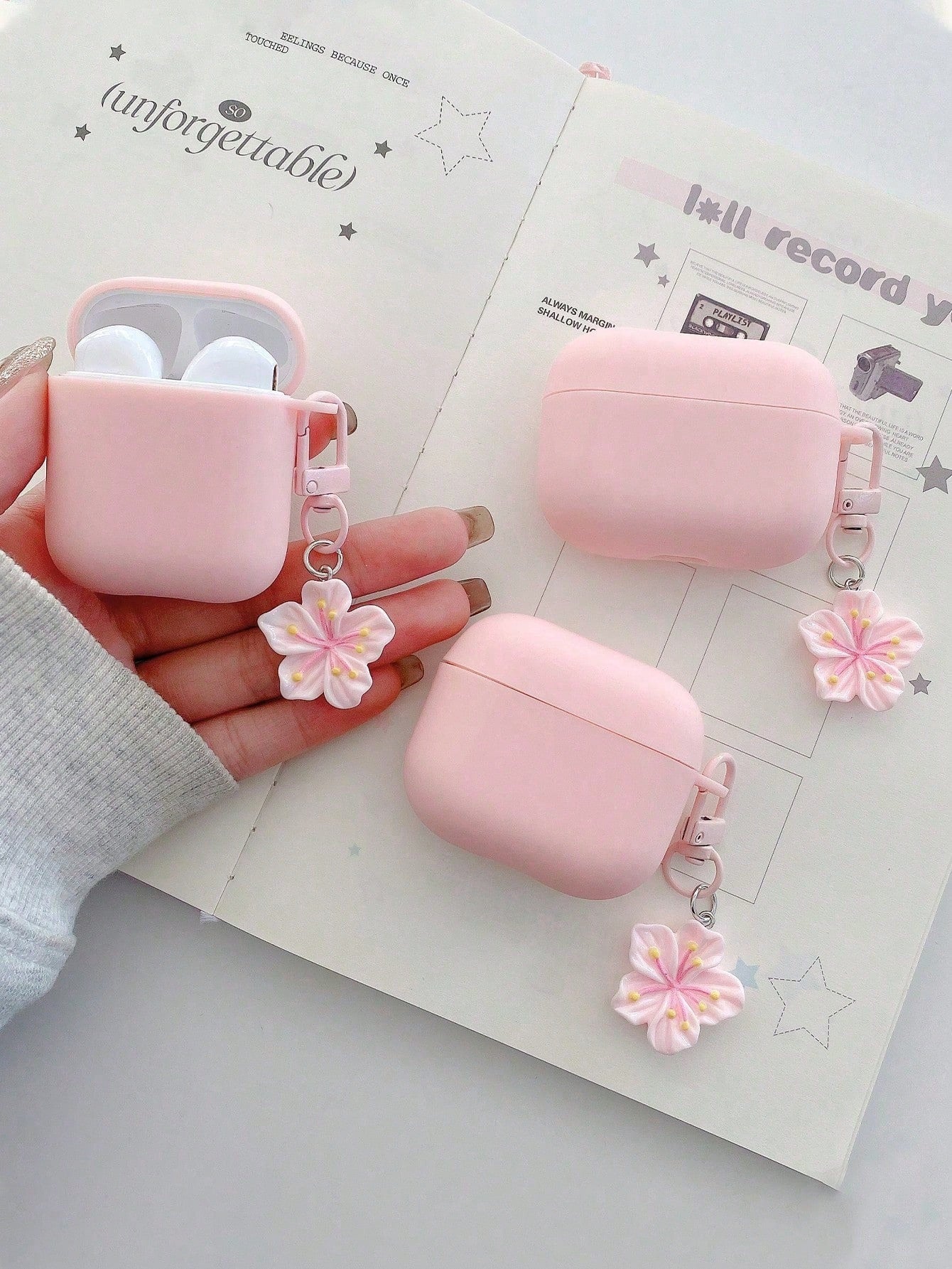 1pc Pink TPU Matte Bluetooth Earphone Protective Case With Sakura Pendant, Cute Sakura Design, Suitable For AirPods Pro 3, Pro (2nd Gen), 3, Pro, 4, Suitable For Daily Use, Spring, Mother's Day, Birth