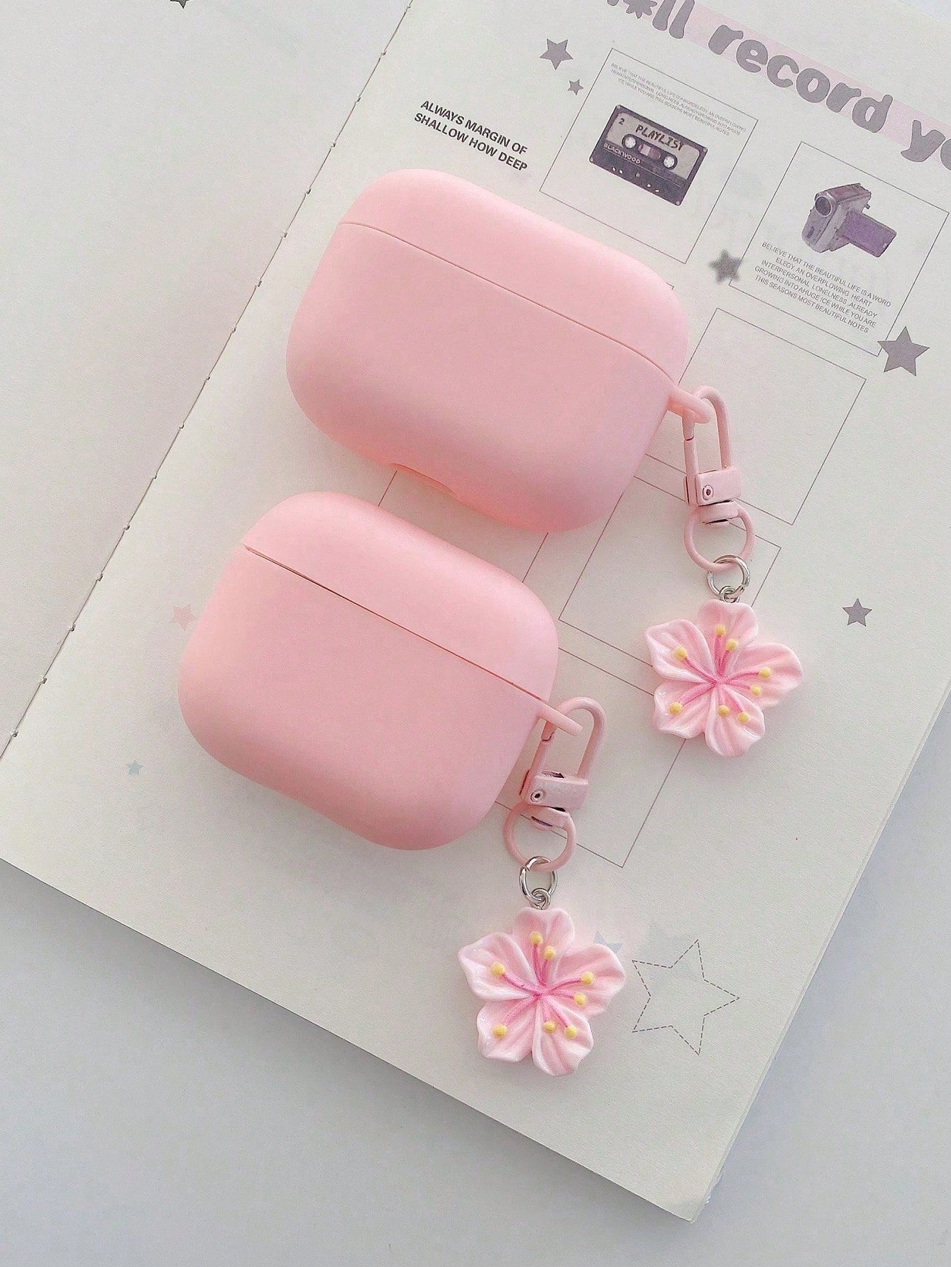 1pc Pink TPU Matte Bluetooth Earphone Protective Case With Sakura Pendant, Cute Sakura Design, Suitable For AirPods Pro 3, Pro (2nd Gen), 3, Pro, 4, Suitable For Daily Use, Spring, Mother's Day, Birth