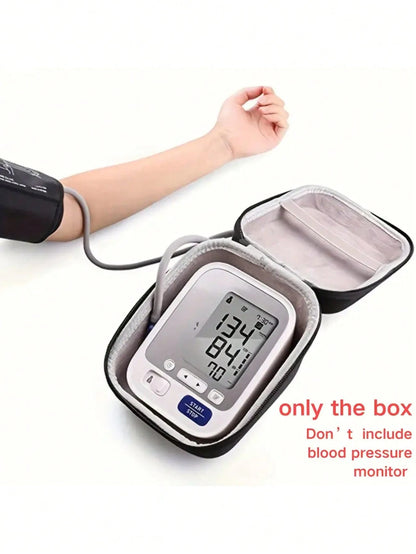 1pc Portable Blood Pressure Monitor Case With Hand Strap- Protective Hard Shell Storage Bag For Home Use, Fit For Cuff And Digital Machine Organizer Organization