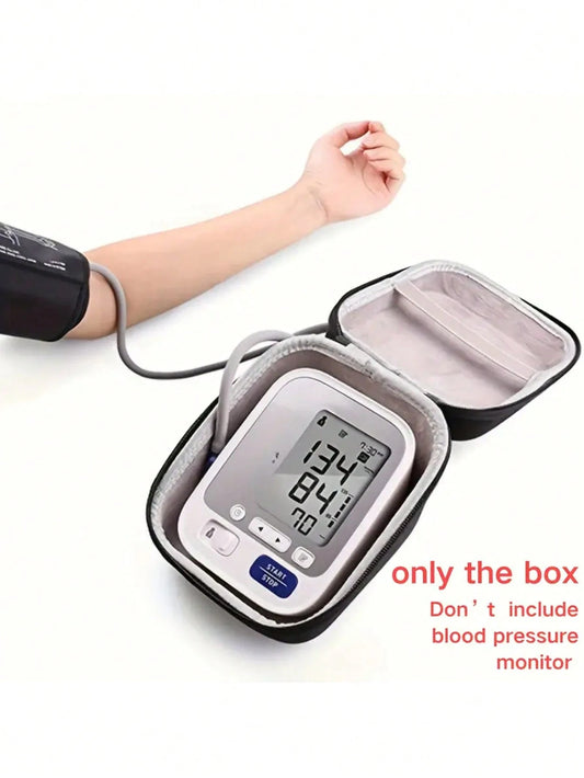 1pc Portable Blood Pressure Monitor Case With Hand Strap- Protective Hard Shell Storage Bag For Home Use, Fit For Cuff And Digital Machine Organizer Organization