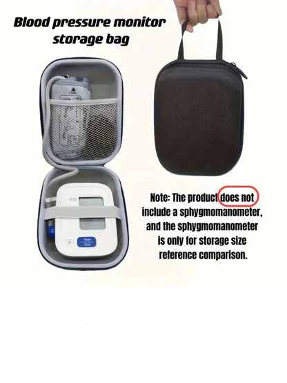 1pc Portable Blood Pressure Monitor Case With Hand Strap- Protective Hard Shell Storage Bag For Home Use, Fit For Cuff And Digital Machine Organizer Organization