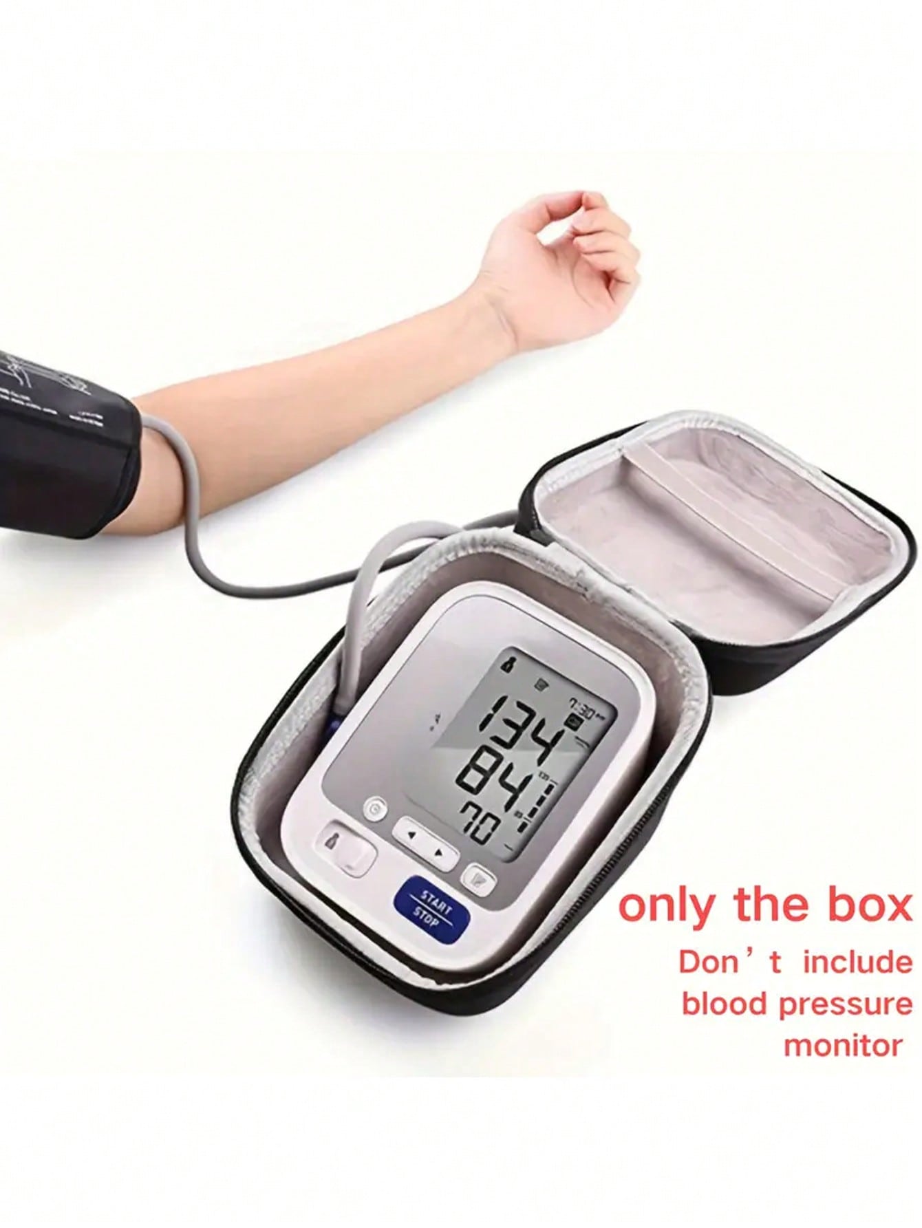 1pc Portable Blood Pressure Monitor Case With Hand Strap- Protective Hard Shell Storage Bag For Home Use, Fit For Cuff And Digital Machine Organizer Organization