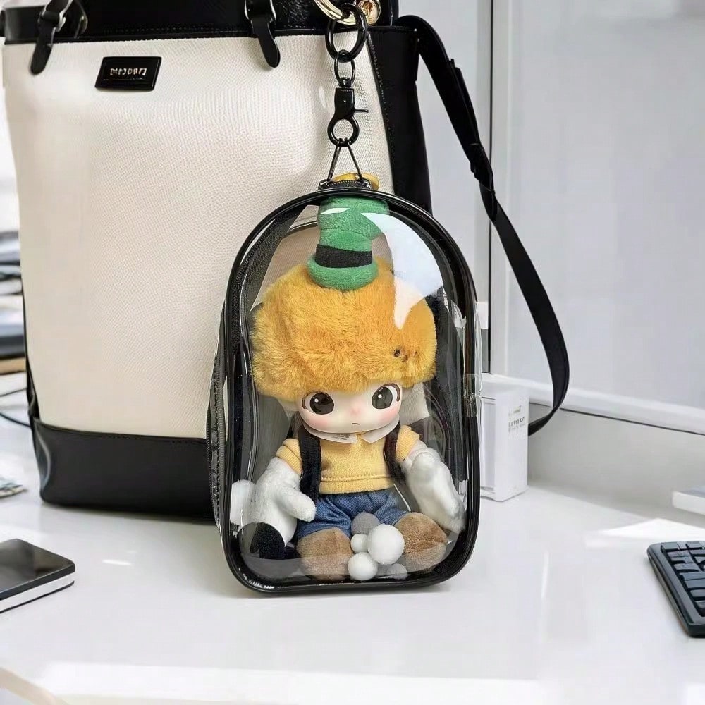 1pc Portable Mini Transparent Zipper Storage Bag, Compact Multi-Functional Storage Pouch, Earphone And Charger Organizer With Keychain, Transparent Travel Accessory, Travel Storage Bag, Makeup Bag, Tr