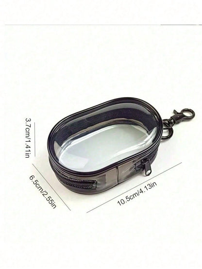 1pc Portable Mini Transparent Zipper Storage Bag, Compact Multi-Functional Storage Pouch, Earphone And Charger Organizer With Keychain, Transparent Travel Accessory, Travel Storage Bag, Makeup Bag, Tr