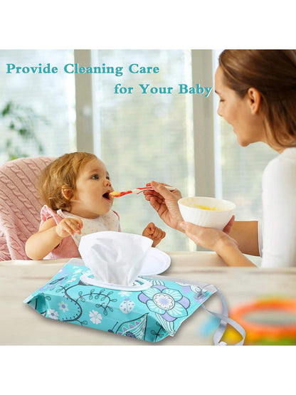 1pc Portable Wet Wipe Bag Tissue Dispenser Box, Baby Wet Wipes Storage Organizer Holder, Flip-Top Handle Design, Waterproofbaby Shower Family Decorations Gifts