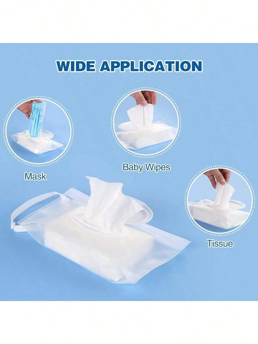 1pc Portable Wet Wipe Bag Tissue Dispenser Box, Baby Wet Wipes Storage Organizer Holder, Flip-Top Handle Design, Waterproofbaby Shower Family Decorations Gifts