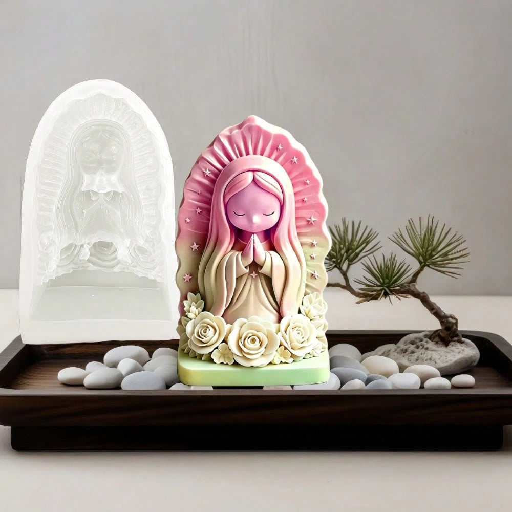 1pc Praying Angel Silicone Mold For DIY Candles, Soap And Wax Crafts- Handmade Angel Mold With European Prayer, Asymmetrical Shape For Resin, Holiday Decoration Gifts