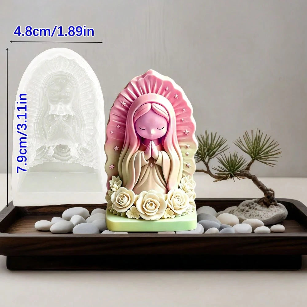 1pc Praying Angel Silicone Mold For DIY Candles, Soap And Wax Crafts- Handmade Angel Mold With European Prayer, Asymmetrical Shape For Resin, Holiday Decoration Gifts