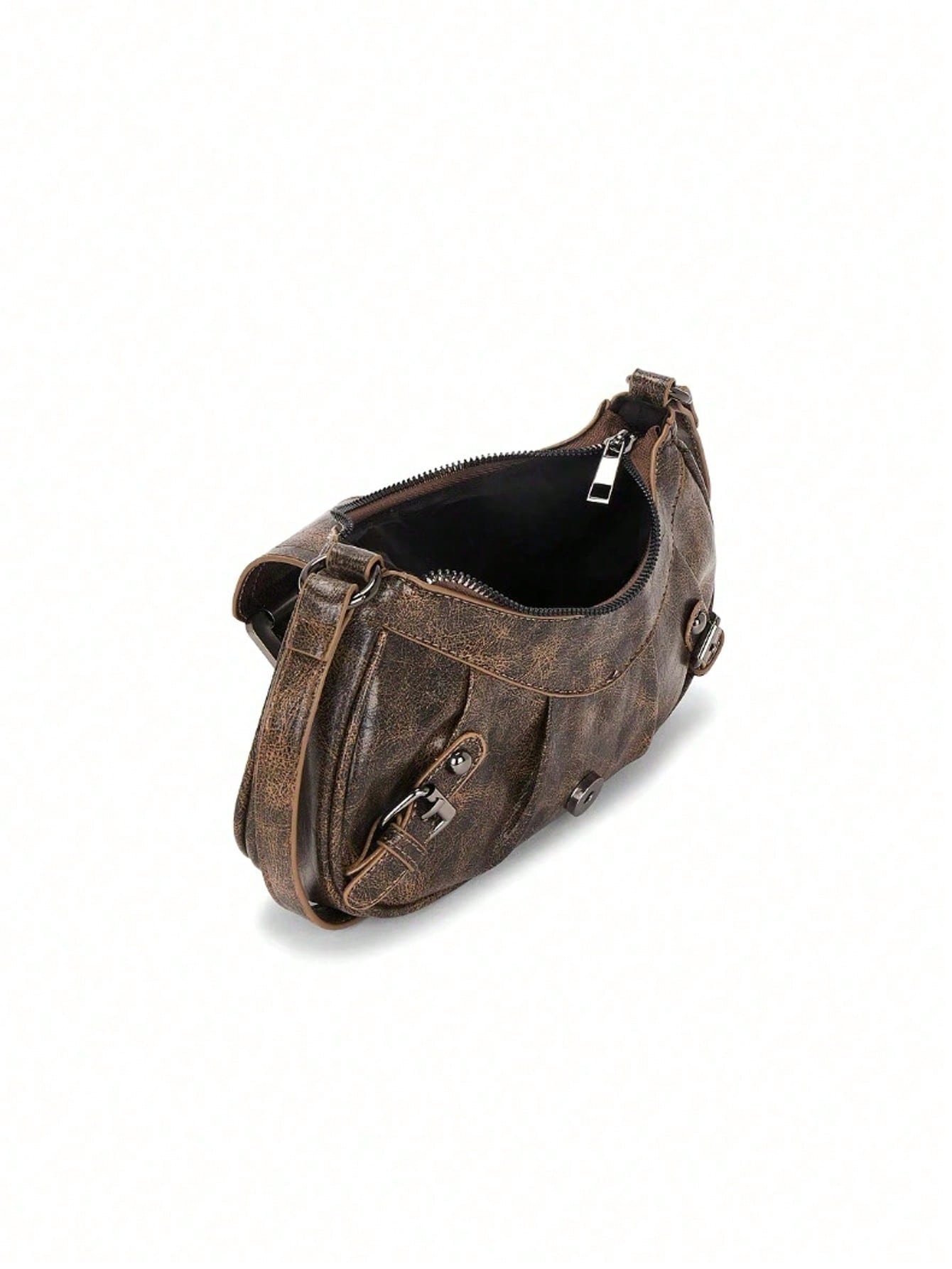 1pc PU Leather Women's Handbag, Versatile Retro Small Bag, Fashionable Crescent Bag, Y2K Babe Bag, Shoulder Underarm Bag, Crescent Bag, Burgundy Color Women's Bag, Wine Red Handbag