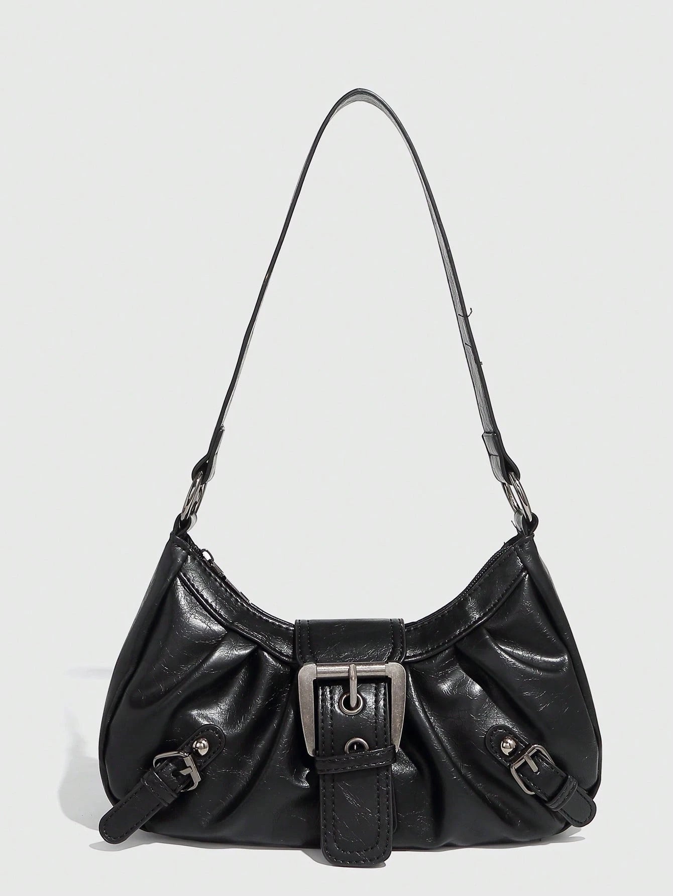 1pc PU Leather Women's Handbag, Versatile Retro Small Bag, Fashionable Crescent Bag, Y2K Babe Bag, Shoulder Underarm Bag, Crescent Bag, Burgundy Color Women's Bag, Wine Red Handbag