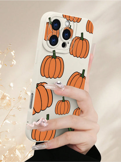 1PC, Pumpkin Pattern Phone Case, Suitable For 17/16/15/14/13/12/11 (Pro/Pro Max)And Galaxy S And Note Series,It Features A Classic Creative Design With TPU Material For Camera Shock Protection,Creativ