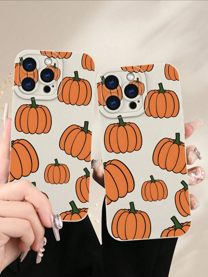 1PC, Pumpkin Pattern Phone Case, Suitable For 17/16/15/14/13/12/11 (Pro/Pro Max)And Galaxy S And Note Series,It Features A Classic Creative Design With TPU Material For Camera Shock Protection,Creativ