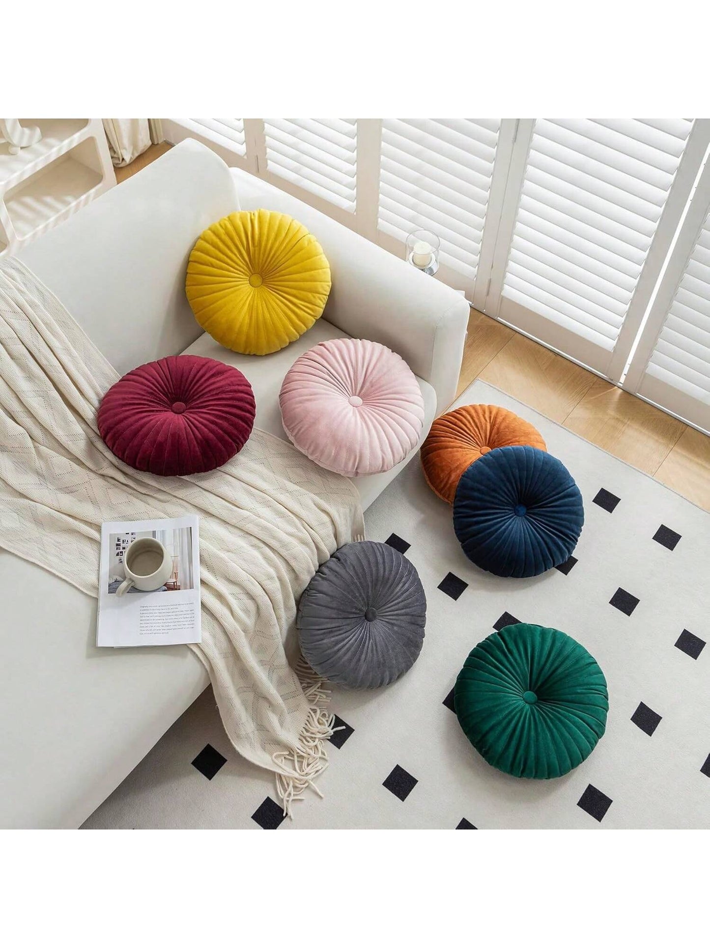 1pc Pumpkin Vehicle Wheel Round Filled Embroidered Velvet Boho Home Decor Cushion Throw Pillows For Sofa Bed Floor