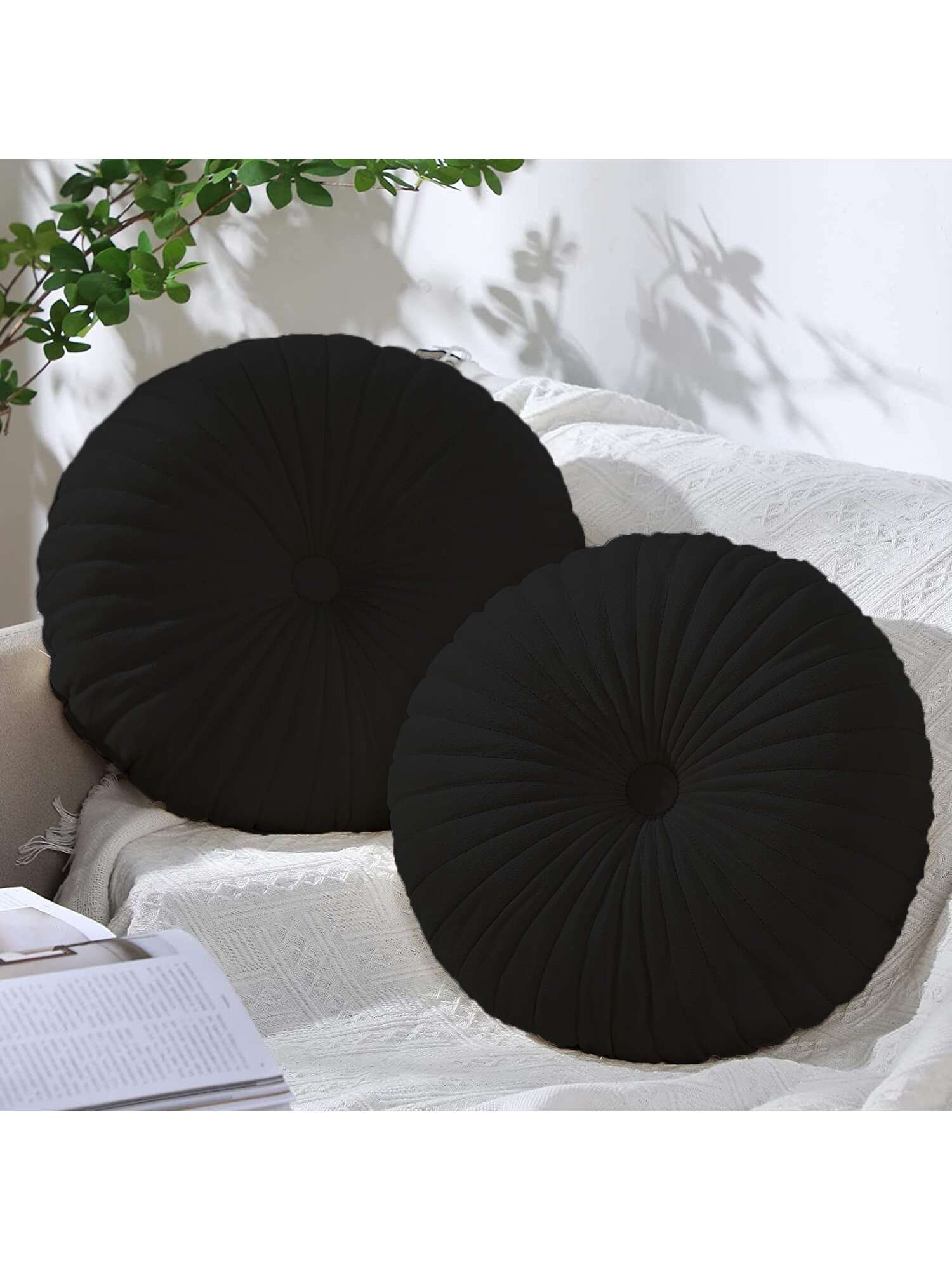 1pc Pumpkin Vehicle Wheel Round Filled Embroidered Velvet Boho Home Decor Cushion Throw Pillows For Sofa Bed Floor
