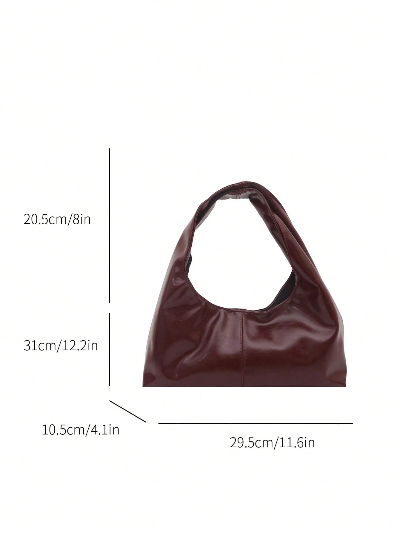 1pc Quilted Snap Button PU Solid Color Retro Soft Leather Dumpling Shoulder Bag, Fashionable Patchwork Underarm Bag, Crescent-Shaped Oiled Wax Leather Large Capacity Commuter Casual Tote Bag, Suitable