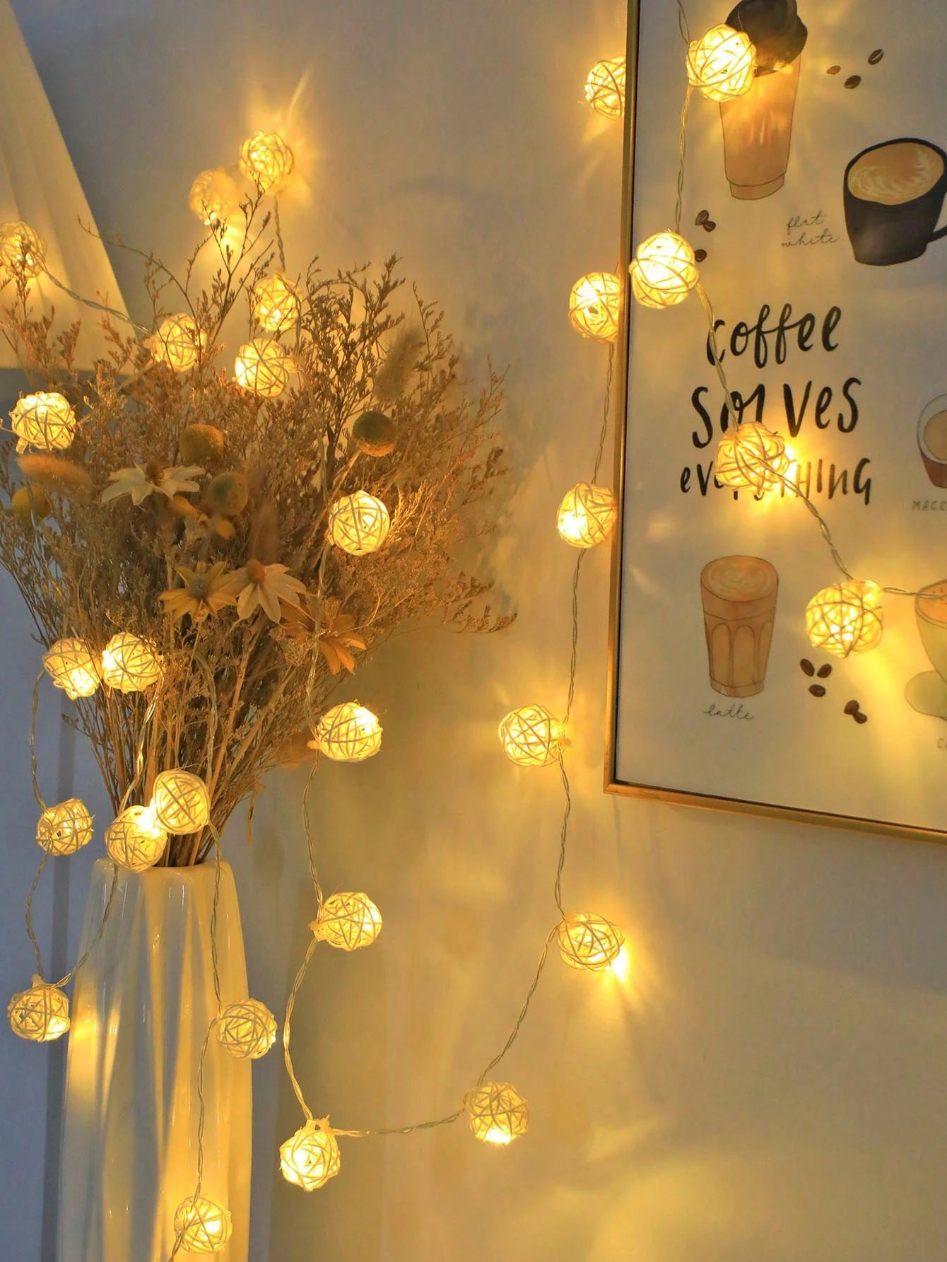 1pc Rattan Ball LED Desktop Decorative Light String, Indoor Festival Wedding Party Wall Hanging Decorative Light, Spherical LED Fairy Light