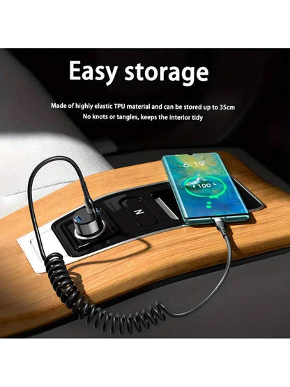 1pc Retractable Spring USB Fast Charging Data Cable Compatible With IPhone All Series 17 Pro Max/17 Pro/17 Air/17/16/15/14/13/12/11/XS/XR/8/7/6/ S25/S24/S23/S22/S21/S20/// Series