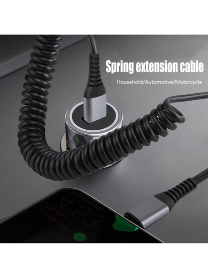 1pc Retractable Spring USB Fast Charging Data Cable Compatible With IPhone All Series 17 Pro Max/17 Pro/17 Air/17/16/15/14/13/12/11/XS/XR/8/7/6/ S25/S24/S23/S22/S21/S20/// Series