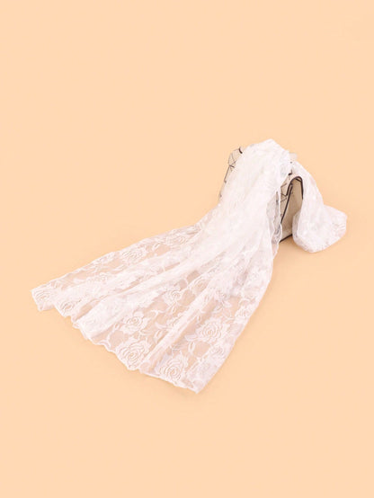 1pc Rose Lace Pattern Scarf, Fashionable Versatile Lightweight Shawl For Women, Suitable For All Seasons