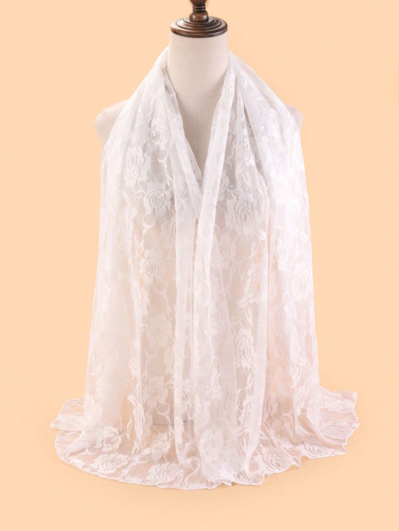 1pc Rose Lace Pattern Scarf, Fashionable Versatile Lightweight Shawl For Women, Suitable For All Seasons