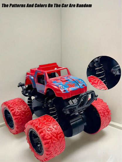 1pc Rotatable 4WD Inertial Stunt Off-Road Car Model Toy, Friction Powered Toy Car, Monster Truck Toy, Suitable For 3-12 Years Old Children, A Wonderful And Interesting Birthday Gift For Kids