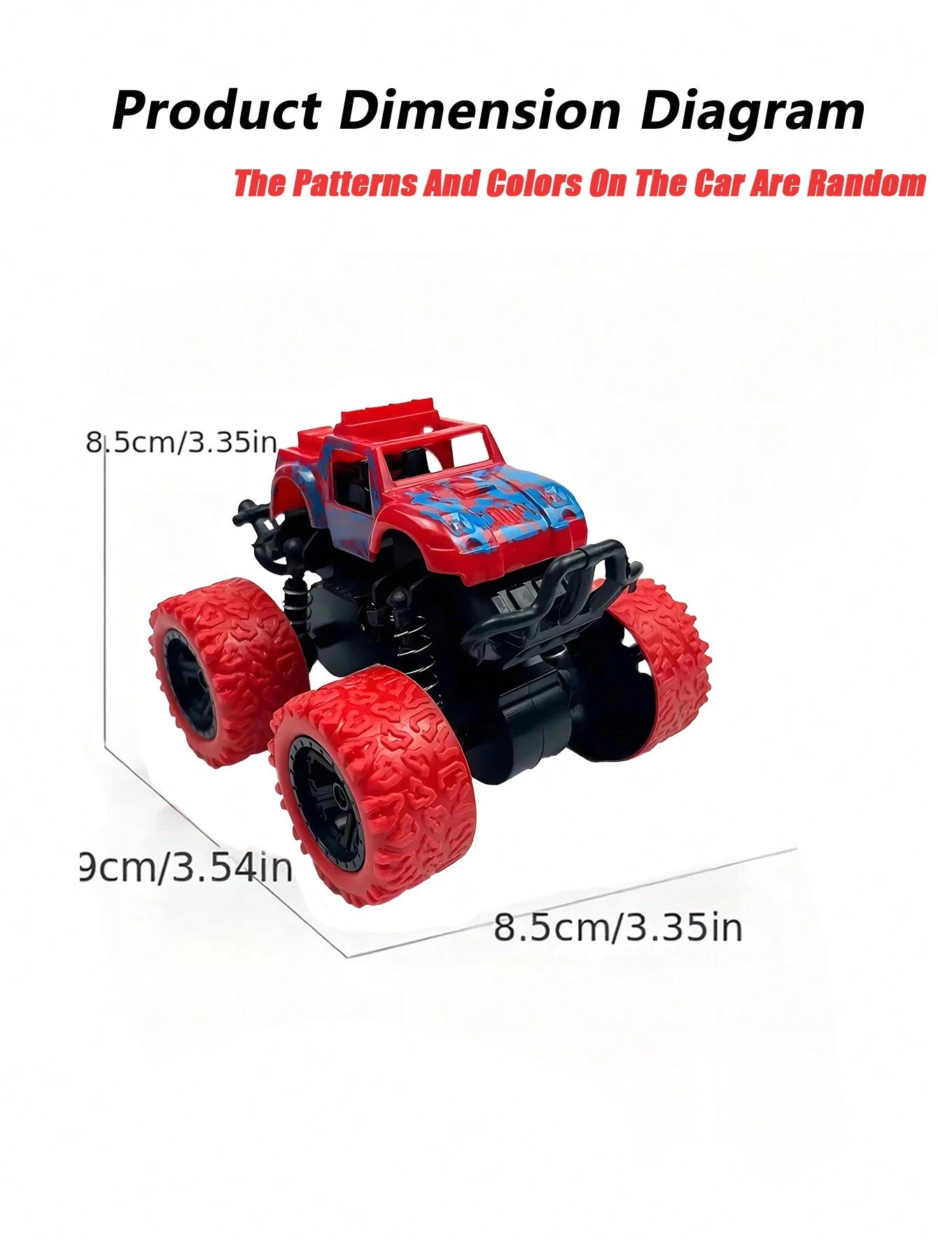 1pc Rotatable 4WD Inertial Stunt Off-Road Car Model Toy, Friction Powered Toy Car, Monster Truck Toy, Suitable For 3-12 Years Old Children, A Wonderful And Interesting Birthday Gift For Kids