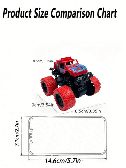 1pc Rotatable 4WD Inertial Stunt Off-Road Car Model Toy, Friction Powered Toy Car, Monster Truck Toy, Suitable For 3-12 Years Old Children, A Wonderful And Interesting Birthday Gift For Kids
