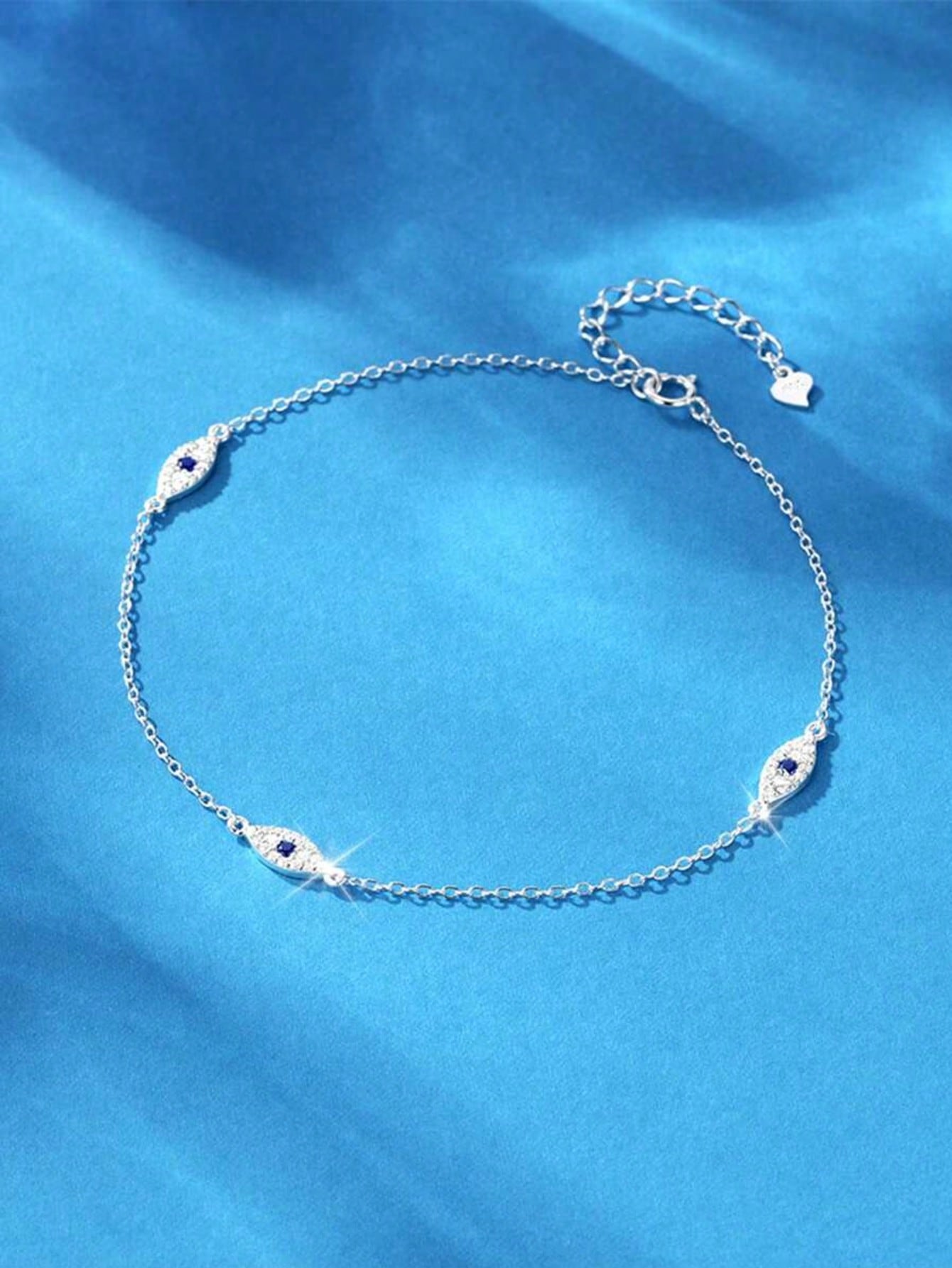 1pc S925 Sterling Silver Evil Eye Anklet For Women, Minimalist Elegant Delicate Chain Foot Jewelry, Niche Fashion Gift For Girlfriend Best Friend Holiday