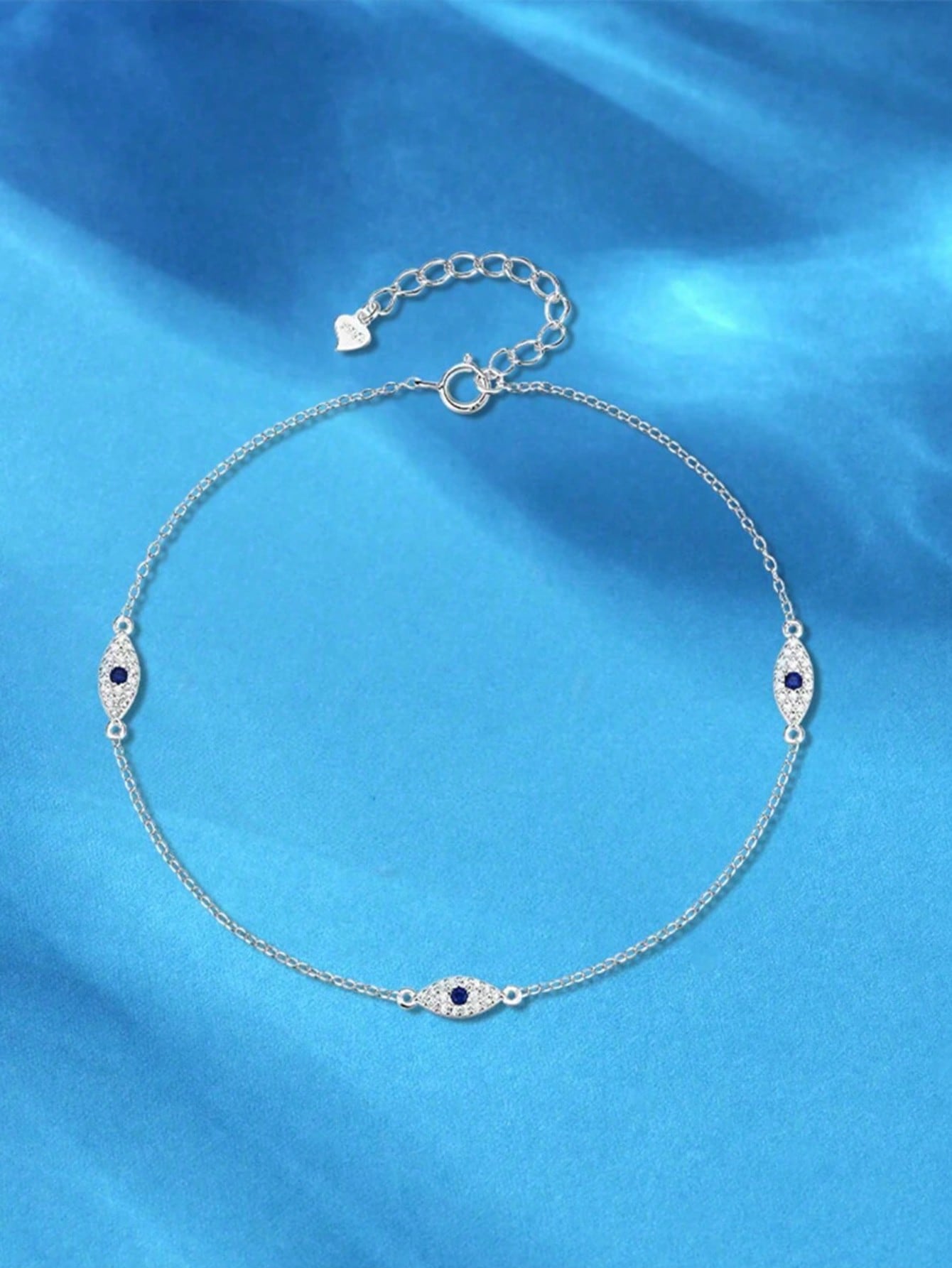1pc S925 Sterling Silver Evil Eye Anklet For Women, Minimalist Elegant Delicate Chain Foot Jewelry, Niche Fashion Gift For Girlfriend Best Friend Holiday