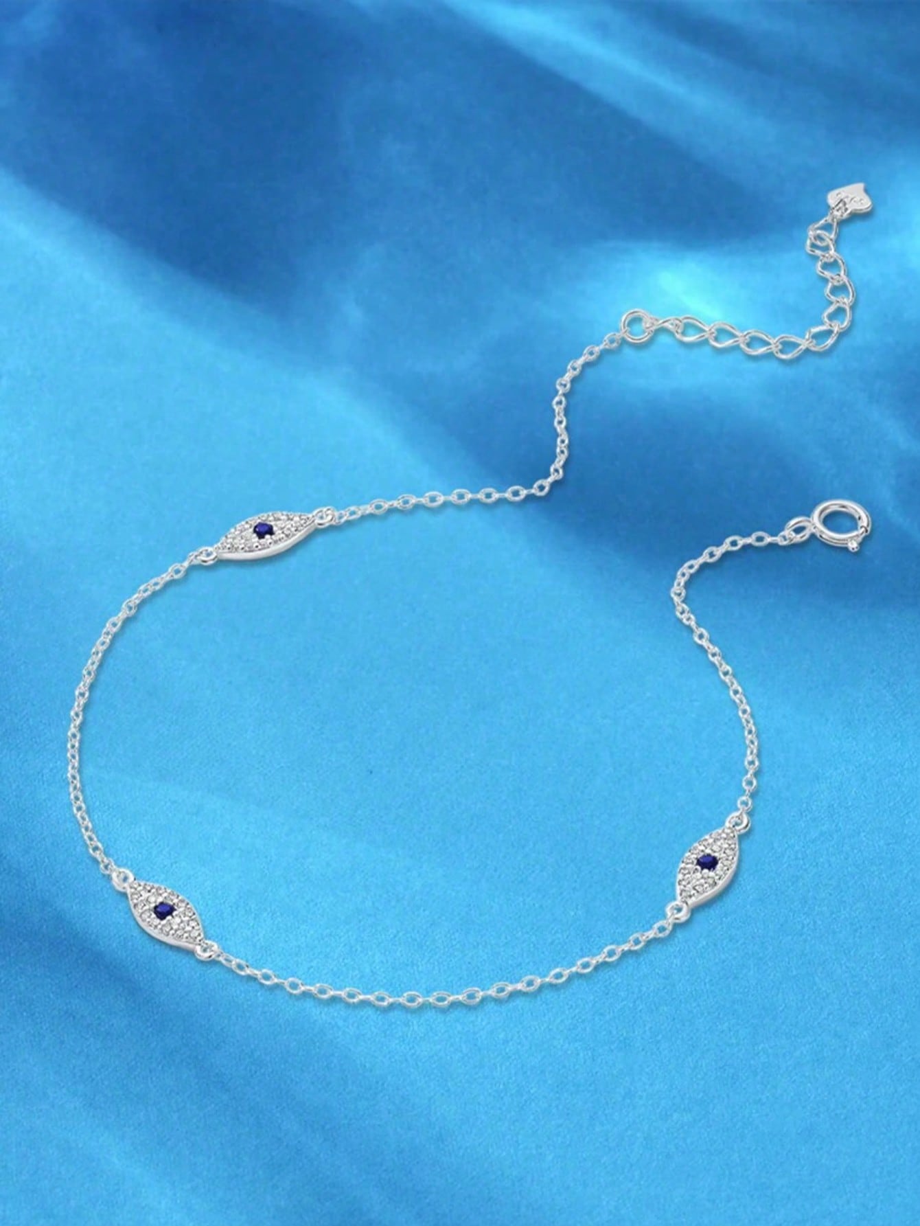 1pc S925 Sterling Silver Evil Eye Anklet For Women, Minimalist Elegant Delicate Chain Foot Jewelry, Niche Fashion Gift For Girlfriend Best Friend Holiday