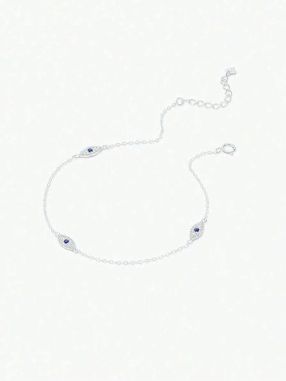 1pc S925 Sterling Silver Evil Eye Anklet For Women, Minimalist Elegant Delicate Chain Foot Jewelry, Niche Fashion Gift For Girlfriend Best Friend Holiday