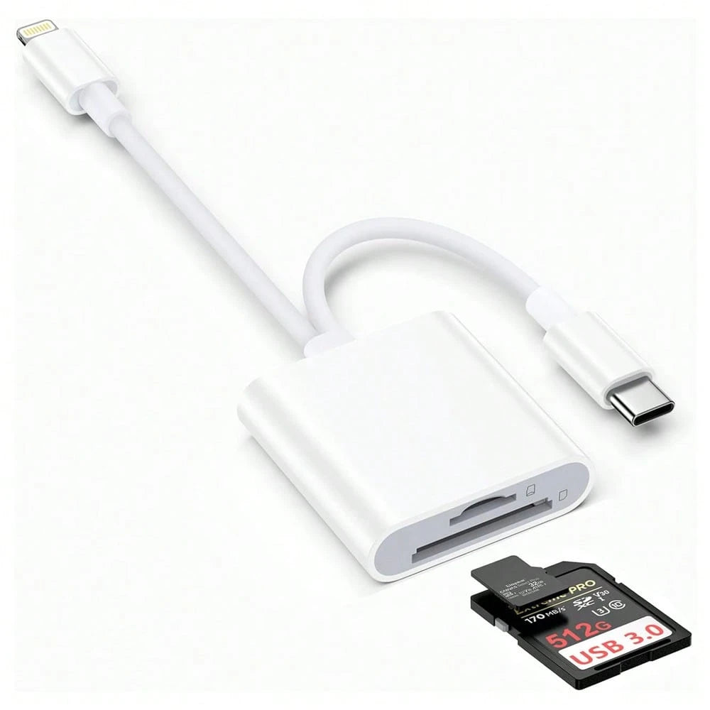 1pc SD Card Reader Compatible With IPhone/ Camera, Dual Slot Memory Card Reader Supports SD And TF Cards, Camera Viewer SD Card Adapter, Portable Micro SD Card Reader, No App/Plug & Play, Compatible W