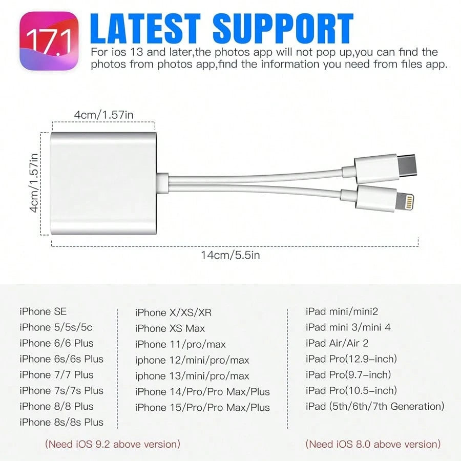 1pc SD Card Reader Compatible With IPhone/ Camera, Dual Slot Memory Card Reader Supports SD And TF Cards, Camera Viewer SD Card Adapter, Portable Micro SD Card Reader, No App/Plug & Play, Compatible W