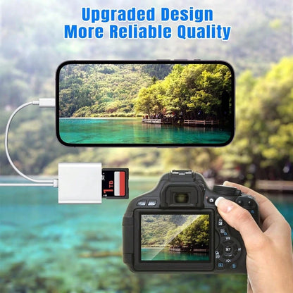 1pc SD Card Reader Compatible With IPhone/ Camera, Dual Slot Memory Card Reader Supports SD And TF Cards, Camera Viewer SD Card Adapter, Portable Micro SD Card Reader, No App/Plug & Play, Compatible W