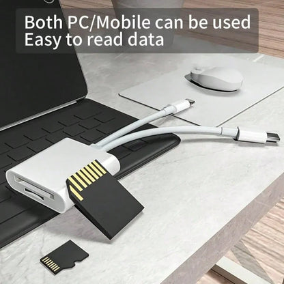 1pc SD Card Reader Compatible With IPhone/ Camera, Dual Slot Memory Card Reader Supports SD And TF Cards, Camera Viewer SD Card Adapter, Portable Micro SD Card Reader, No App/Plug & Play, Compatible W