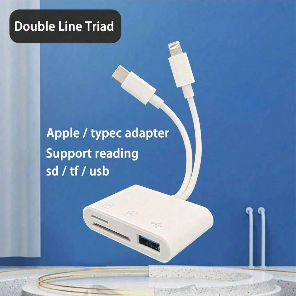 1pc SD Card Reader Compatible With IPhone/ Camera, Dual Slot Memory Card Reader Supports SD And TF Cards, Camera Viewer SD Card Adapter, Portable Micro SD Card Reader, No App/Plug & Play, Compatible W