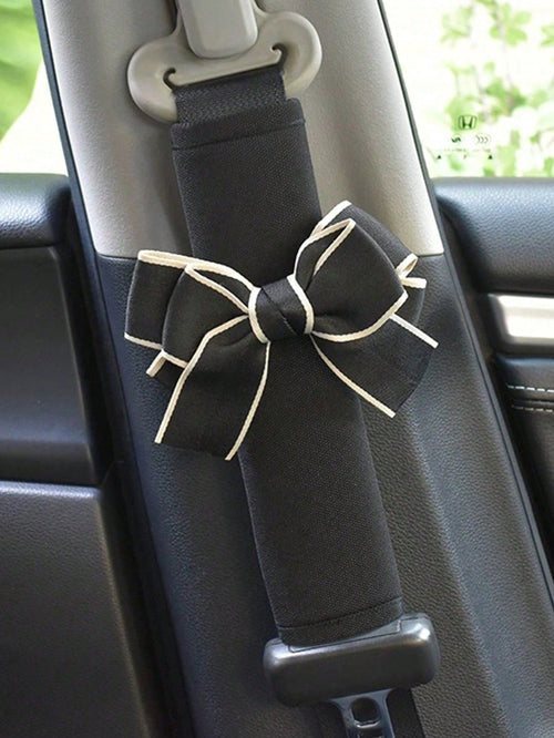 1pc Seatbelt Cover, Icy Silk Bow Car Shoulder Strap Protector