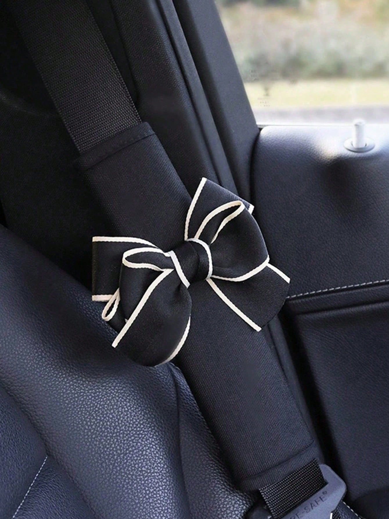1pc Seatbelt Cover, Icy Silk Bow Car Shoulder Strap Protector