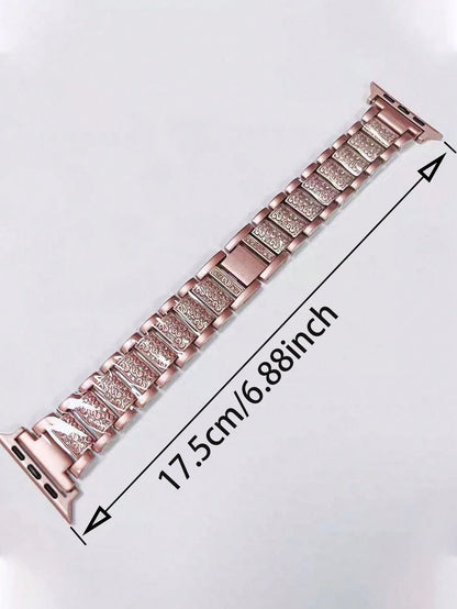 1pc/Set Compatible With Apple Watch Band Pink + Compatible With Apple Watch Case Women's Jewelry Shiny Diamond Metal Band And Protective Case Compatible With Apple Series Ultra SE 10/9/8/7/6 5/4/3/2/1