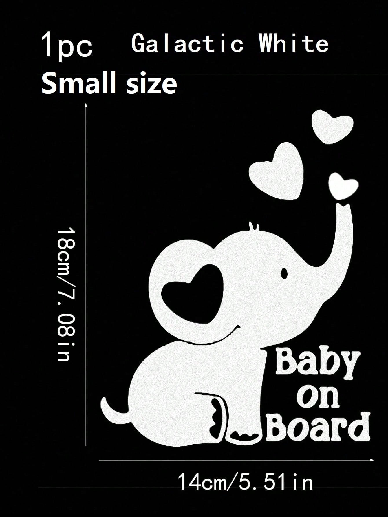 1pc Silver Reflective Baby On Board Car Sticker With Elephant And Heart Pattern, Window Glass Decorative Warning Decal For Baby Stroller