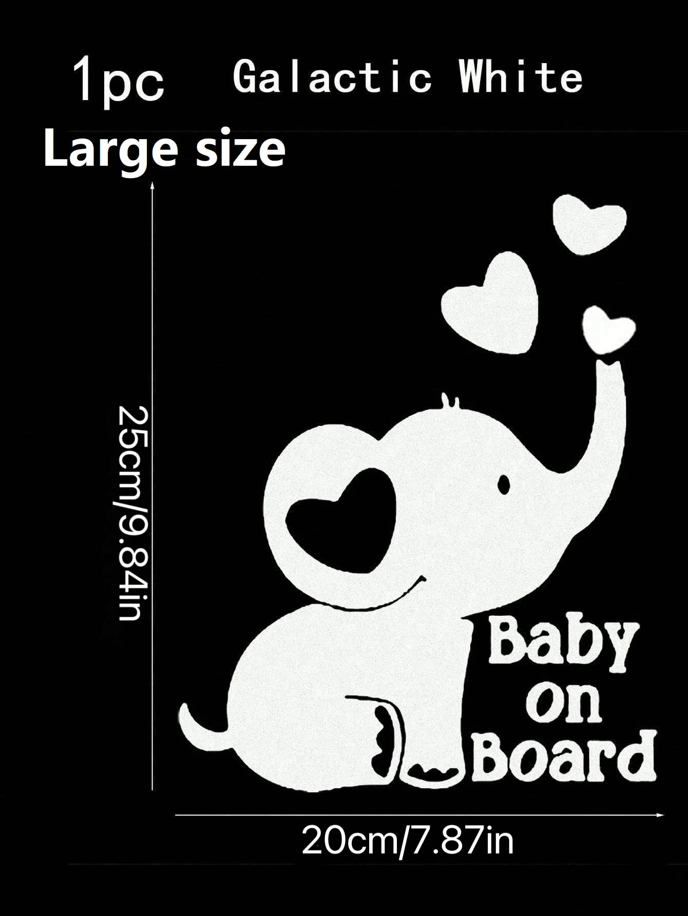1pc Silver Reflective Baby On Board Car Sticker With Elephant And Heart Pattern, Window Glass Decorative Warning Decal For Baby Stroller