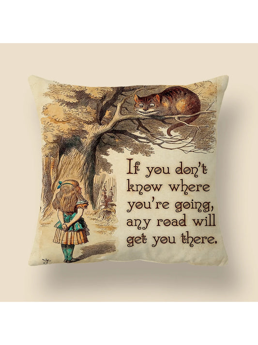 1pc Slogan Graphic Cushion Cover Without Filler, Modern Fabric Decorative Throw Pillow Case For Living Room And Bedroom